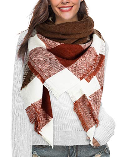 heekpek Bufandas Mujer Invierno Grib Grande Chal Cálido Moda Bufandas Largas de Invierno (Café)