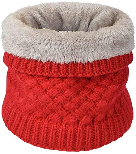 heekpek Calentador de Cuello Bufanda de Tubo Lazo para Hombre y Mujer Multifuncional Grueso y Cálido Bufanda y Gorra para Deportes de Invierno Desgaste de Pareja Fulares (Rojo)