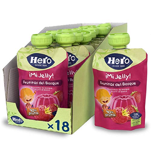 Hero Baby Mi Jelly - Bolsita de Gelatina de Frutas del Bosque, Sin Azúcares Añadidos, para Bebés a Partir de los 36 Meses - Pack de 18 x 100 g Hero Baby Mi Jelly - Bolsita de Gelatina de Frutas del Bosque, Sin Azúcares Añadidos, para Bebés a Partir de los 36 Meses - Pack de 18 x 100 g