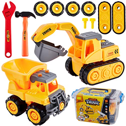 HERSITY Excavadora y Volquete Juguetes Camiones Herramientas Juguete Desmontar y Ensamblar Coches de Construccion Juguete Regalos para Niños 3 4 5 6 Años HERSITY Excavadora y Volquete Juguetes Camiones Herramientas Juguete Desmontar y Ensamblar Coches de Construccion Juguete Regalos para Niños 3 4 5 6 Años