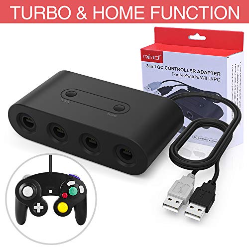 HEYSTOP Gamecube Controller Adapter para Nintendo Switch/Wii U/PC, (Versión Mejorada) Adaptador de mandos Gamecube para Wii U y PC con 4 Puertos