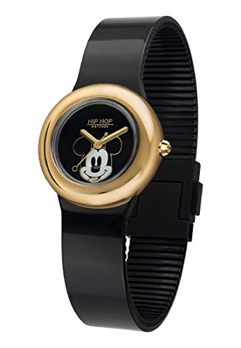 Hip Hop Watches - Reloj para Mujer - Edición Especial Aniversario de Mickey Mouse - Colección Icono Mickey - Correa de Silicona - Caja de 32mm - Impermeable - Negro Hip Hop Watches - Reloj para Mujer - Edición Especial Aniversario de Mickey Mouse - Colección Icono Mickey - Correa de Silicona - Caja de 32mm - Impermeable - Negro