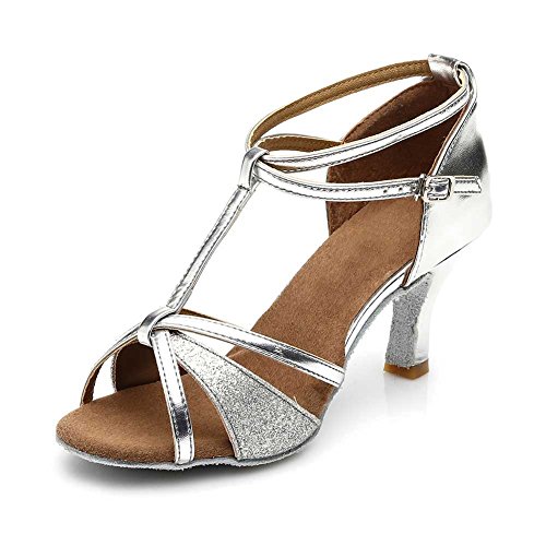 HIPPOSEUS Zapatos de Baile Latino para Mujeres Salsa Performance Dancing Shoes con Glitter Leather Modelo 255,Plateado Color,EU 39 HIPPOSEUS Zapatos de Baile Latino para Mujeres Salsa Performance Dancing Shoes con Glitter Leather Modelo 255,Plateado Color,EU 39