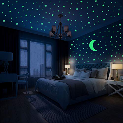 Hiveseen Pegatinas de Pared, 402 PCS Luminous Estrellas Puntos Pegatinas de Pared para la decoración de la sala de estar del dormitorio de los niños (A)