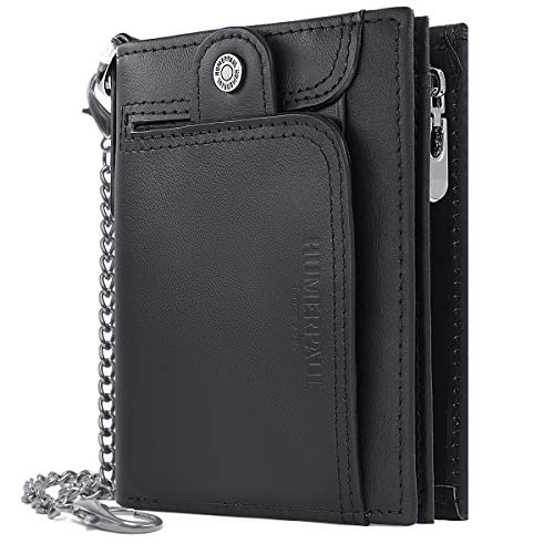 HNOOM Cartera para Hombre Cartera de Cuero Genuino con Bloqueo RFID para Hombre Monedero de Bolsillo con Cremallera, Tarjetero Plegable con Cadena, con Caja de Regalo (Negro) HNOOM Cartera para Hombre Cartera de Cuero Genuino con Bloqueo RFID para Hombre Monedero de Bolsillo con Cremallera, Tarjetero Plegable con Cadena, con Caja de Regalo (Negro)