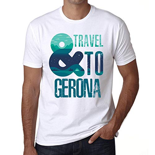Hombre Camiseta Vintage T-Shirt Gráfico and Travel To GERONA Blanco Hombre Camiseta Vintage T-Shirt Gráfico and Travel To GERONA Blanco