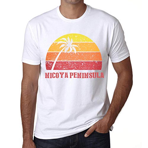 Hombre Camiseta Vintage T-Shirt Gráfico NICOYA Peninsula Sunset Blanco