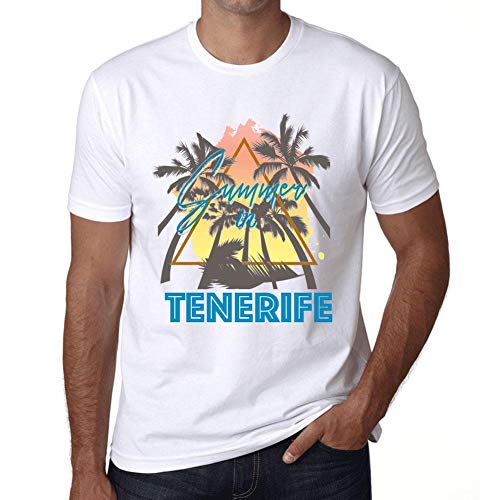Hombre Camiseta Vintage T-Shirt Gráfico Summer Triangle Tenerife Blanco Hombre Camiseta Vintage T-Shirt Gráfico Summer Triangle Tenerife Blanco