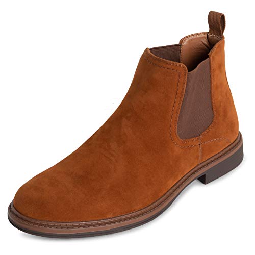 Hombre Queensberry LEndEn Chelsea Botas Elástico Comerciante Chelsea Trabajo Oficina Dedo del Pie Cerrado Agarrado Brogue Acolchado Botines - bronceada Ante - UK9/EU43 - QB0080