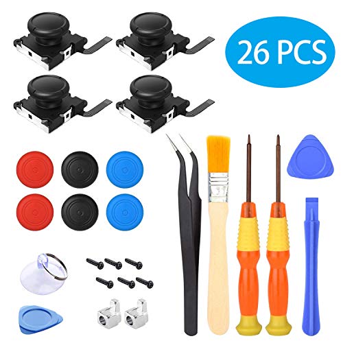 Homealexa 4 paquetes de 3D Joysticks Analógicos para Nintendo Switch Joy-Con, con Destornillador Herramientas de Reparación Homealexa 4 paquetes de 3D Joysticks Analógicos para Nintendo Switch Joy-Con, con Destornillador Herramientas de Reparación