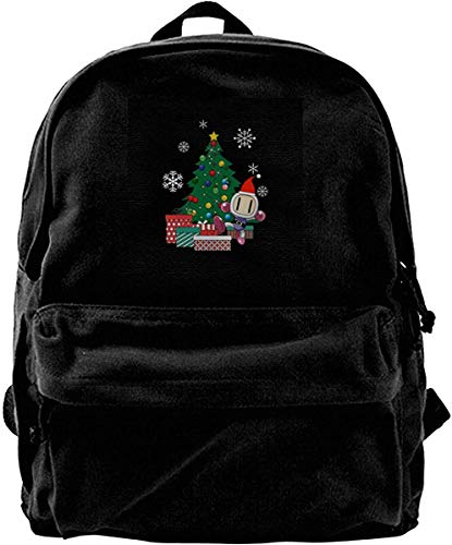 Homebe Mochila antirrobo Impermeable,Canvas Backpack Bomberman Around The Christmas Tree Rucksack Gym Hiking Laptop Shoulder Bag Daypack for Men Women