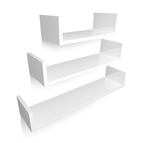 Homfa Estantería de Pared Estanterías Cubos Juego de 3 Estantes para Libros CDs Blanco