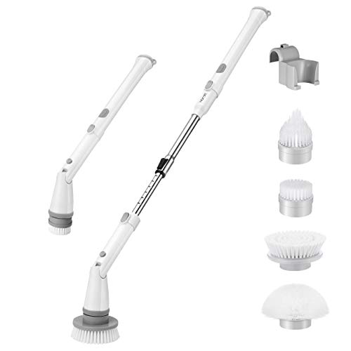 Homitt Spin Scrubber Eléctrico con 4 Cabezales de Cepillo y Barra de Extensión, para la Limpieza de Baños y Azulejos, Blanco, Upgrade +++ (Blanco) Homitt Spin Scrubber Eléctrico con 4 Cabezales de Cepillo y Barra de Extensión, para la Limpieza de Baños y Azulejos, Blanco, Upgrade +++ (Blanco)