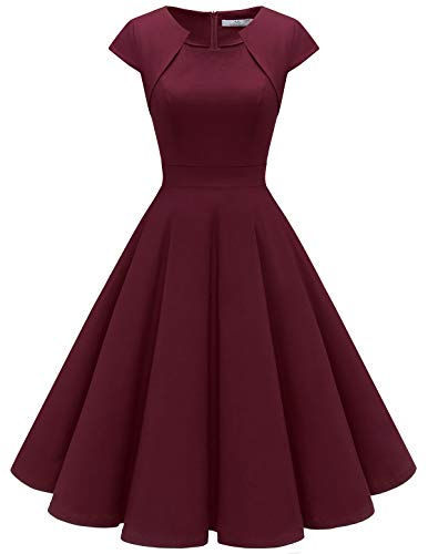 Homrain Mujeres 1950 Vintage Cap Manga Rockabilly cóctel Swing Vestido Burgundy M Homrain Mujeres 1950 Vintage Cap Manga Rockabilly cóctel Swing Vestido Burgundy M