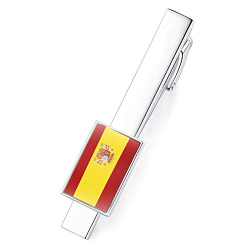 HONEY BEAR Bandera nacional Flag Clip Pasador de Corbata - Talla Normal para Hombre Necktie, Acero Inoxidable,Boda Negocio Regalo,5.4cm (Español de España Bandera)