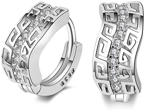 Hosaire Pendientes Aro de Mujer/Hombre de Plata con Cristal/Circonita Blanco con Sello de Plata para Mujer Hombre niña Regalo de Cumpleaños Navidad San Valentin Color Blanco Hosaire Pendientes Aro de Mujer/Hombre de Plata con Cristal/Circonita Blanco con Sello de Plata para Mujer Hombre niña Regalo de Cumpleaños Navidad San Valentin Color Blanco