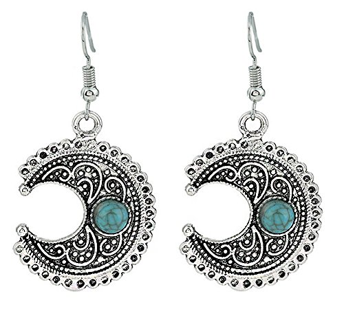 Hosaire Pendientes de Plata de Modelo de la Turquesa de la Luna Moda Muchachas de Las Mujeres Pendientes Mujeres de la Joyería Accesorios