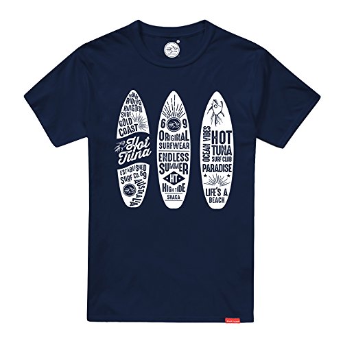 Hot Tuna Trio Surfboards-Mens T Camiseta, Azul (Navy Navy), XX-Large para Hombre