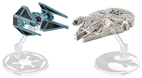 Hot Wheels DML96 Star Wars Starship Millennium Falcon vs Tie Interceptor, Multicolor