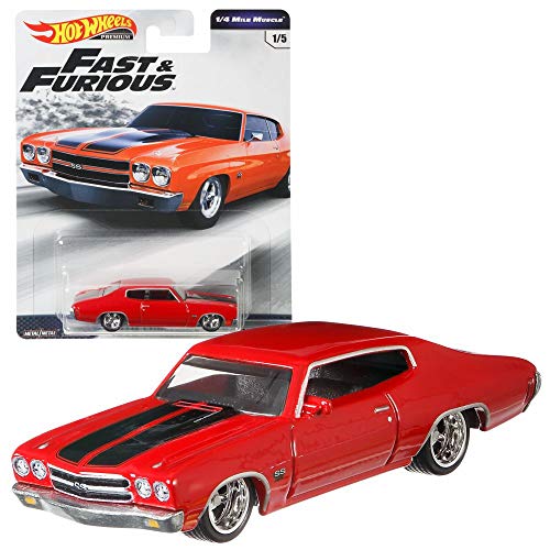 Hot Wheels Fast & Furious 1/4 Mile Muscle Premium Car Set | Coche Mattel GBW75, Vehículo:1970 Chevrolet® Chevelle SS Rojo