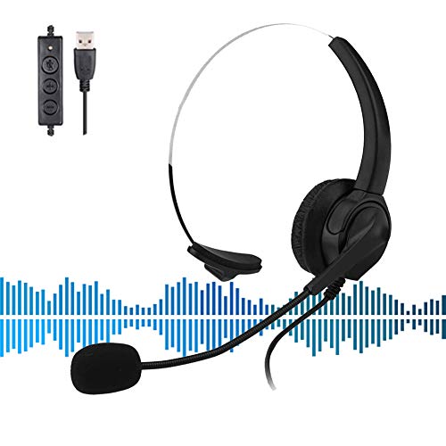 HOTSO Auriculares Teléfono Fijo Cableados Mono Universal, Micrófono con Cancelación de Ruido, USB Cascos con Control de Volumen Y Botón de Respuesta para PC, Servicio Telefónico, Oficina, Casa HOTSO Auriculares Teléfono Fijo Cableados Mono Universal, Micrófono con Cancelación de Ruido, USB Cascos con Control de Volumen Y Botón de Respuesta para PC, Servicio Telefónico, Oficina, Casa