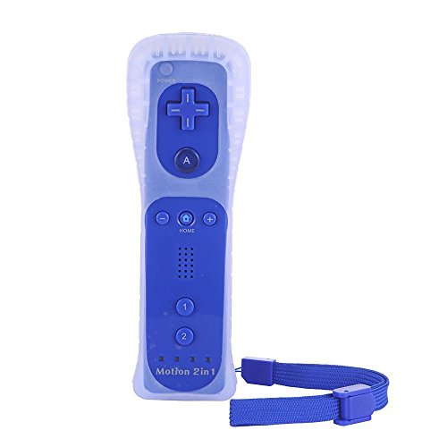 HOTSO Motion Plus Mando a Distancia para Wii/Wii U, Remoto Motion Plus Controlador de Juego para Nintendo Wii y Wii U con Funda de Silicona y Muñequera(Azul Oscuro)