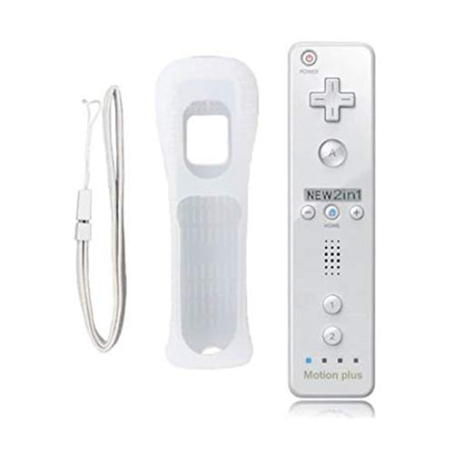 HOTSO Motion Plus Mando a Distancia para Wii/Wii U, Remoto Motion Plus Controlador de Juego para Nintendo Wii y Wii U con Funda de Silicona y Muñequera(Blanco)