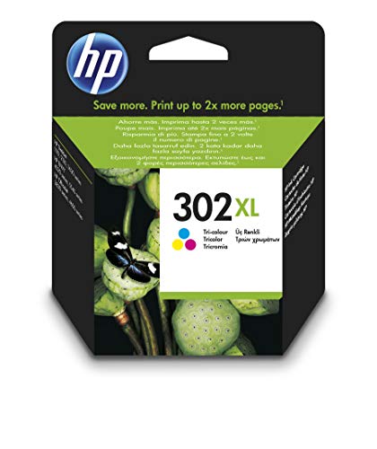 HP 302XL F6U67AE, Tricolor, Cartucho de Tinta de Alta Capacidad Original, compatible con impresoras de inyección de tinta HP DeskJet 1110,2130,3630; ENVY 4520; OfficeJet 3830,4650,5220,5230 HP 302XL F6U67AE, Tricolor, Cartucho de Tinta de Alta Capacidad Original, compatible con impresoras de inyección de tinta HP DeskJet 1110,2130,3630; ENVY 4520; OfficeJet 3830,4650,5220,5230
