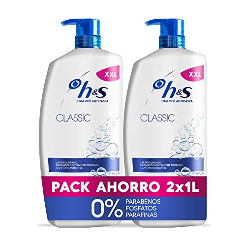 H&S Champú Classic Anticaspa Champú para todo tipo de pelo pH equilibrado 2 Champús 1000 ml H&S Champú Classic Anticaspa Champú para todo tipo de pelo pH equilibrado 2 Champús 1000 ml