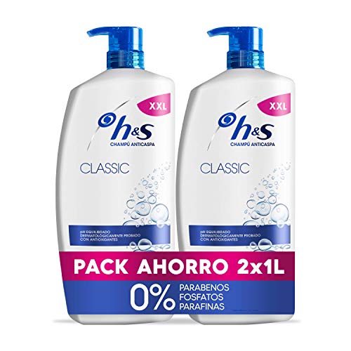 H&S Champú Classic Anticaspa Champú para todo tipo de pelo pH equilibrado 2 Champús 1000 ml