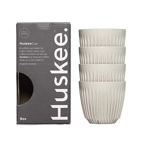 HUSKEE 4 x 6oz HuskeeCup - Taza de café y té de cáscara de café (Color Natural)…