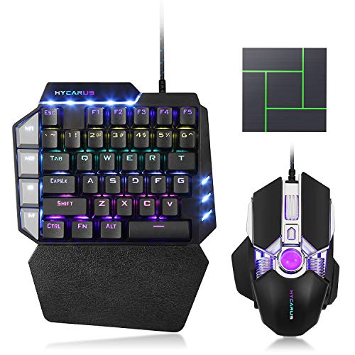 HYCARUS - Teclado mecánico para juegos con retroiluminación LED RGB y teclado de ratón para Nintendo Switch, PS4, Xbox One, PS3 HYCARUS - Teclado mecánico para juegos con retroiluminación LED RGB y teclado de ratón para Nintendo Switch, PS4, Xbox One, PS3