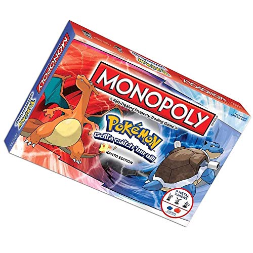 HYE Juego Mesa Pokemon Monopoly,Juegos de Tarjetas de Deck Multijugador Diversión Juegos de Fiesta Cumpleaños de Navidad Juegos Pokedex Juegos Estrategia para niños de 8 +años(Edición en inglés)