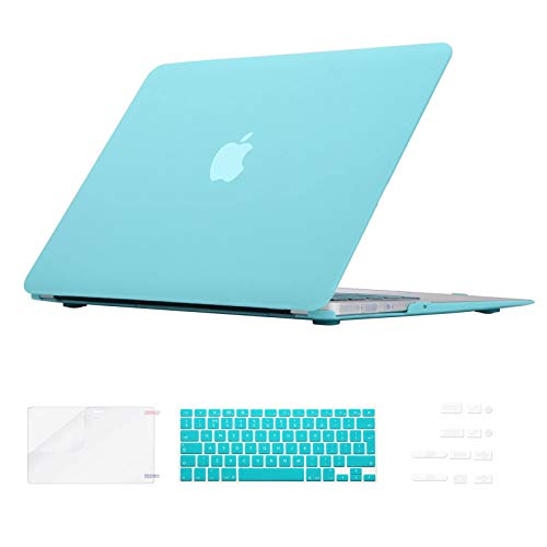 i-Buy Funda Dura Compatible con Old MacBook Air 13.3 Pulgadas 2010-2017（Model A1369 A1466）+ Teclado Cubierta + Protector de Pantalla + Enchufe del Polvo - Turquesa