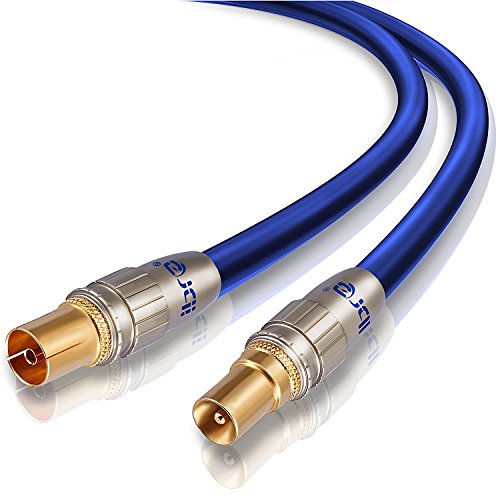 IBRA - 0,5m Cable de Antena HDTV Premium | Cable coaxial HDTV/Full HD | coaxial Macho en coaxial Hembra | UHF/RF/TDT | contactos Dorados | Azul IBRA - 0,5m Cable de Antena HDTV Premium | Cable coaxial HDTV/Full HD | coaxial Macho en coaxial Hembra | UHF/RF/TDT | contactos Dorados | Azul