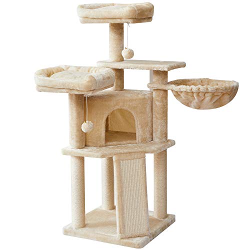 IBUYKE Árbol para Gatos, Torre de Gato rascador Árbol con Escalera de Sisal Bola de Campana, Altura 118cm Beige CT012M IBUYKE Árbol para Gatos, Torre de Gato rascador Árbol con Escalera de Sisal Bola de Campana, Altura 118cm Beige CT012M