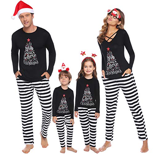 iClosam Pijamas De Navidad Familia Conjunto Pantalon y Top Mujer Hombre Niños Niña Algodón Camisetas De Manga Larga Sudadera Chándal