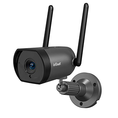 ieGeek Cámara de Vigilancia Exterior con Doble Antena WiFi, Cámara de Seguridad 1080P, Camara IP Exterior WiFi 4dBi, Detección de Movimiento, Audio Bidireccional, Vista Remota con Teléfono/PC/Tableta