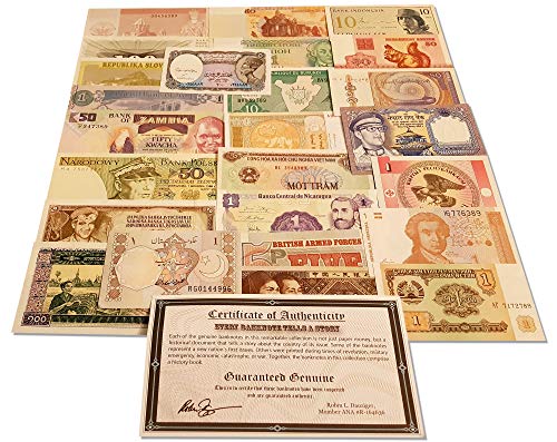 IMPACTO COLECCIONABLES Billetes del Mundo - Colección de Billetes - 25 Billetes de 25 Diferentes países del Mundo - Extranjero, Moneda, Sin Circulación...