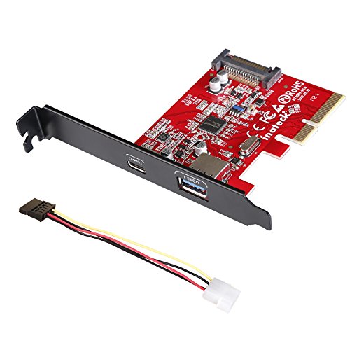 Inateck Tarjeta de Interfaz PCI-E (PCI Express) a USB 3.1 Tarjeta de expansión 2 Puertos USB 3.1 Gen 2 Tipo A y Tipo C SuperSpeed 10Gbps con SATA 15-Pin para Windows 7/8/8.1/10/Linux Kernel (KT2001) Inateck Tarjeta de Interfaz PCI-E (PCI Express) a USB 3.1 Tarjeta de expansión 2 Puertos USB 3.1 Gen 2 Tipo A y Tipo C SuperSpeed 10Gbps con SATA 15-Pin para Windows 7/8/8.1/10/Linux Kernel (KT2001)