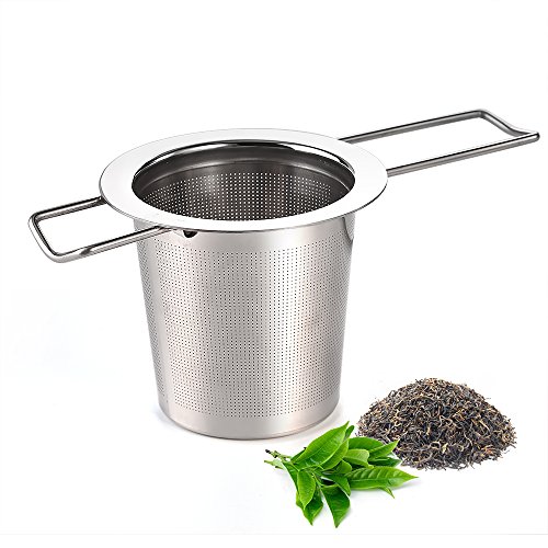 Infusor de té, té AUSTOR Infusor de acero inoxidable Colador de té Steeper filtro con mango plegable para hojas sueltas granos tazas de té, tazas, ollas y