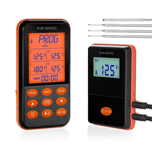 Inkbird IRF-4S Termómetros de Asado para Carne/Horno/Parrilla, Inalámbrico e impermeable de agua 1500 Pies de Señal 1000 mAh Li-Batería Inkbird IRF-4S Termómetros de Asado para Carne/Horno/Parrilla, Inalámbrico e impermeable de agua 1500 Pies de Señal 1000 mAh Li-Batería