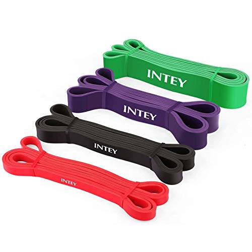 INTEY Bandas de Resistencia, 4pcs Bandas Elasticas de Fitness, de Látex Natural, para Entrenamiento de Fuerza, Yoga, Pilates, Culturismo