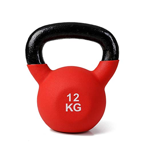 INTEY Pesa Rusa de Neopreno, Moldeada de Hierro sólido Caldera Bell, Asa Ancha, Base Plana Antideslizante, para Entrenamiento de Fuerza Muscular, para Casa o Gimnasio, 12KG