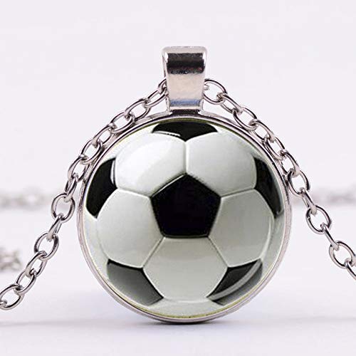Inveroo Sport Football Photo Glass Dome Colgante Collar Aleación Enlace Cadena Collar Largo Boy Soccer Club Souvenir
