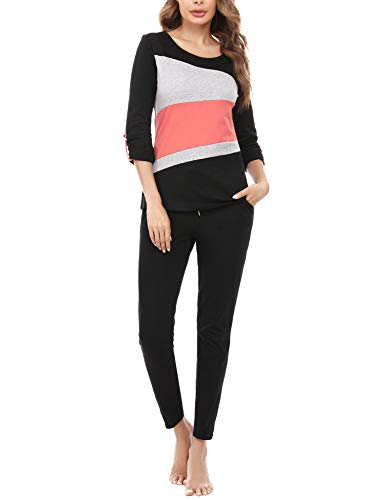 Irevial Conjunto Chandal Deportivo Mujer, Chándal Mujer Completo, Ropa de Deporte Mujer Manga Larga con Costura Color, Pijamas Mujer Invierno Dos Piezas Casual Irevial Conjunto Chandal Deportivo Mujer, Chándal Mujer Completo, Ropa de Deporte Mujer Manga Larga con Costura Color, Pijamas Mujer Invierno Dos Piezas Casual