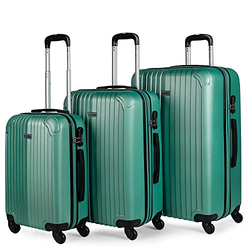 ITACA - Juego Maletas de Viaje 4 Ruedas Trolley abs. Extensibles rígidas s y Ligeras. Mango Asas candado. pequeña Cabina Low Cost, Mediana y Grande. t71500, Color Verde Menta