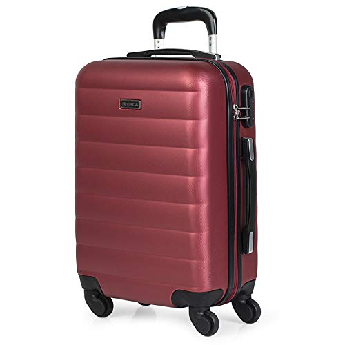 ITACA - Maleta Cabina de Viaje rígida 4 Ruedas Trolley 55 cm abs. Equipaje de Mano. pequeña cómoda Ligera y Bonita. Low Cost ryanair Precio. 71250, Color Granate ITACA - Maleta Cabina de Viaje rígida 4 Ruedas Trolley 55 cm abs. Equipaje de Mano. pequeña cómoda Ligera y Bonita. Low Cost ryanair Precio. 71250, Color Granate