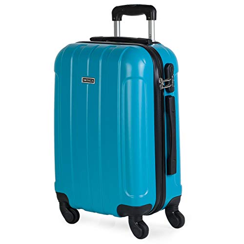 ITACA - Maleta Cabina de Viaje Rígida 4 Ruedas Trolley 55 cm ABS Lisa. Pequeña Equipaje de Mano. Cómoda y Ligera. Viajes Cortos. Low Cost Ryanair, 771150, Color Turquesa