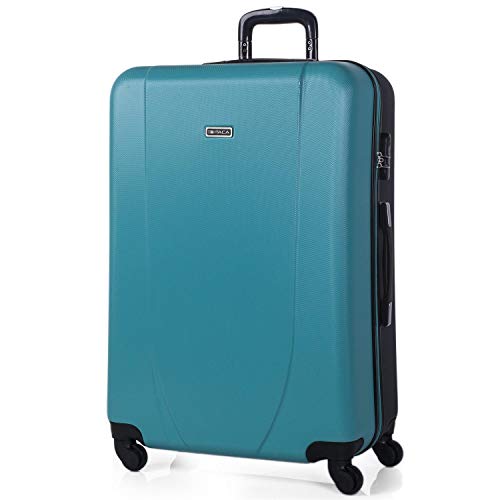 ITACA - Maleta de Viaje Grande XL Rígida 4 Ruedas Trolley 75 cm de ABS. Práctica Cómoda y Ligera. Gran Capacidad Bonito Diseño. Estudiante y Profesional. 711, Color Turquesa-Antracita